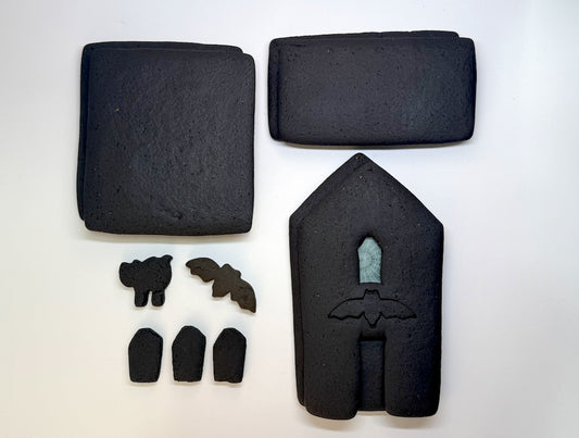 Black gingerbread halloween house